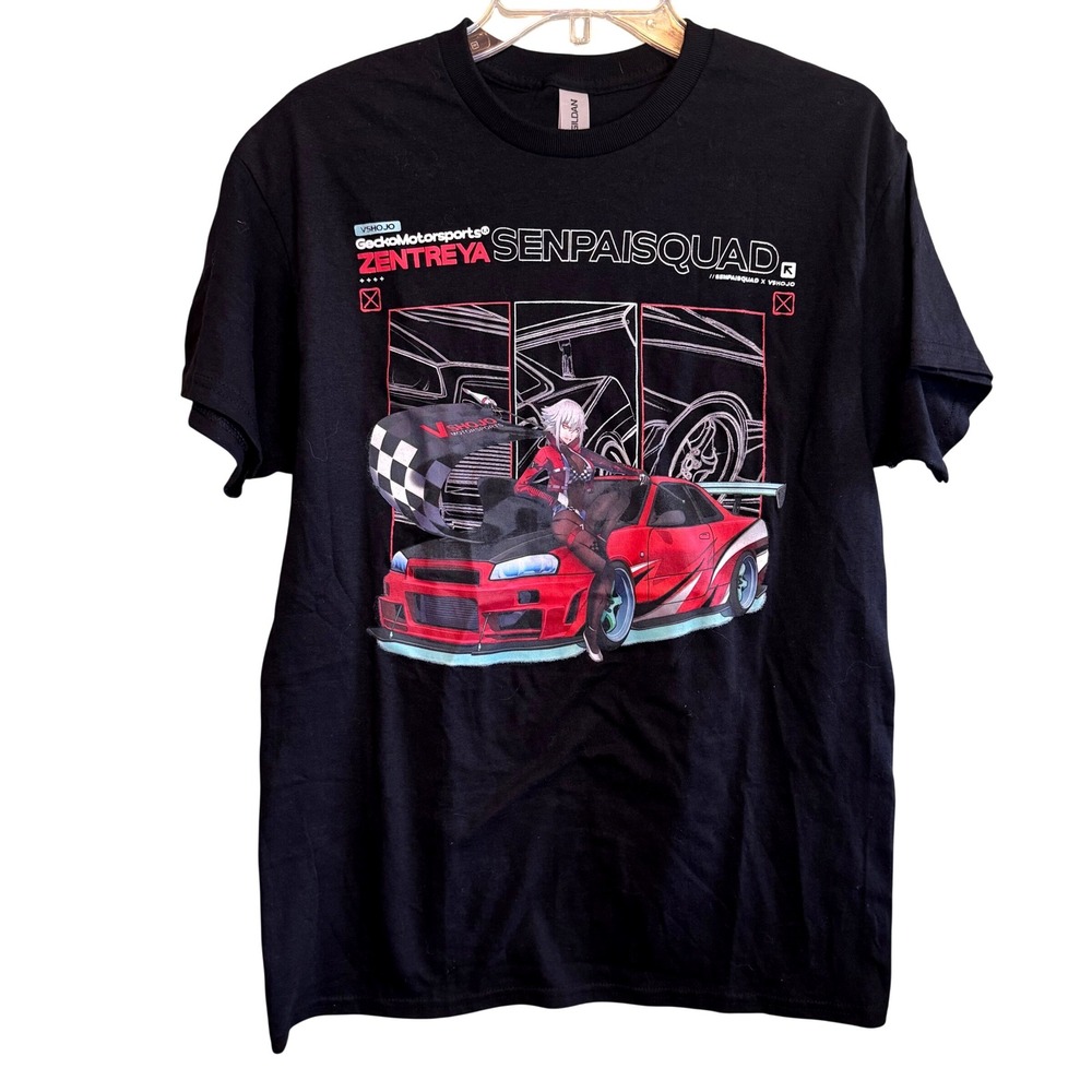 Gildan Anime Zentreya Senpai Squad VShojo Motorsports Graphic Shirt Black Medium